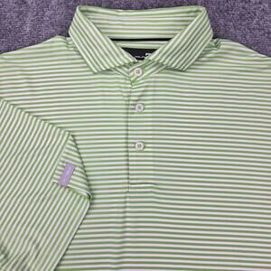 RLX Ralph Lauren Shirt Mens Medium Green Striped Featherweight Airflow Jersey